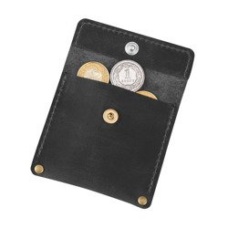 Skórzana bilonówka, portfel na drobne Sempertus B-01/CH Czarna